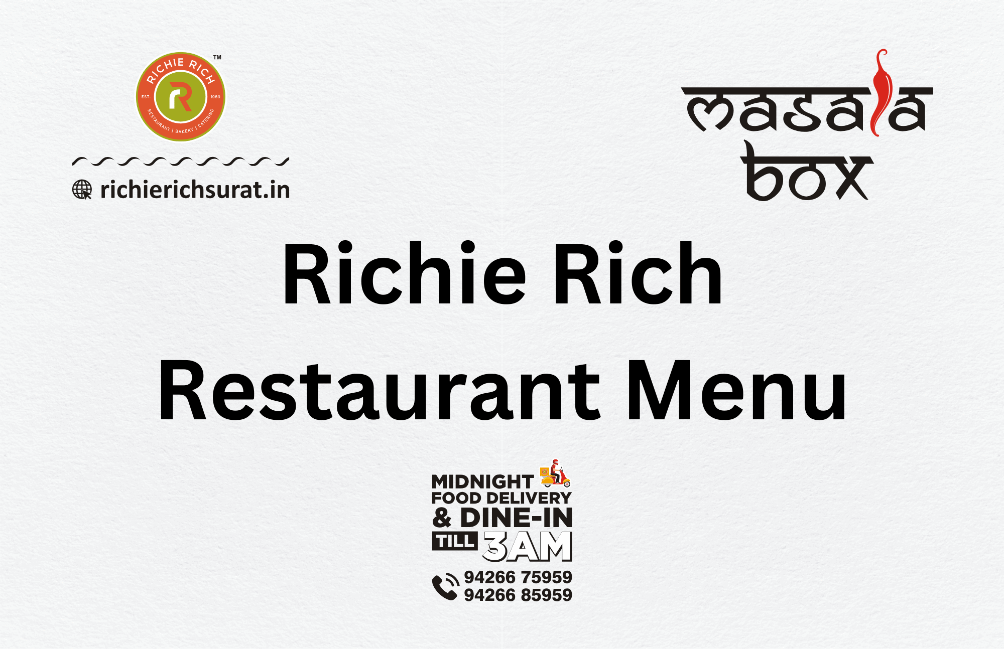 Richie Rich Restaurant Menu
